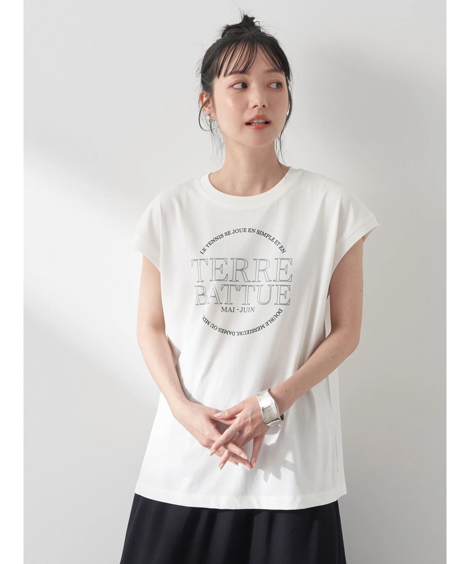 アースミュージックアンドエコロジー earth music&ecology TERRE BATTUE フレンチT （オフホワイト） オフホワイト