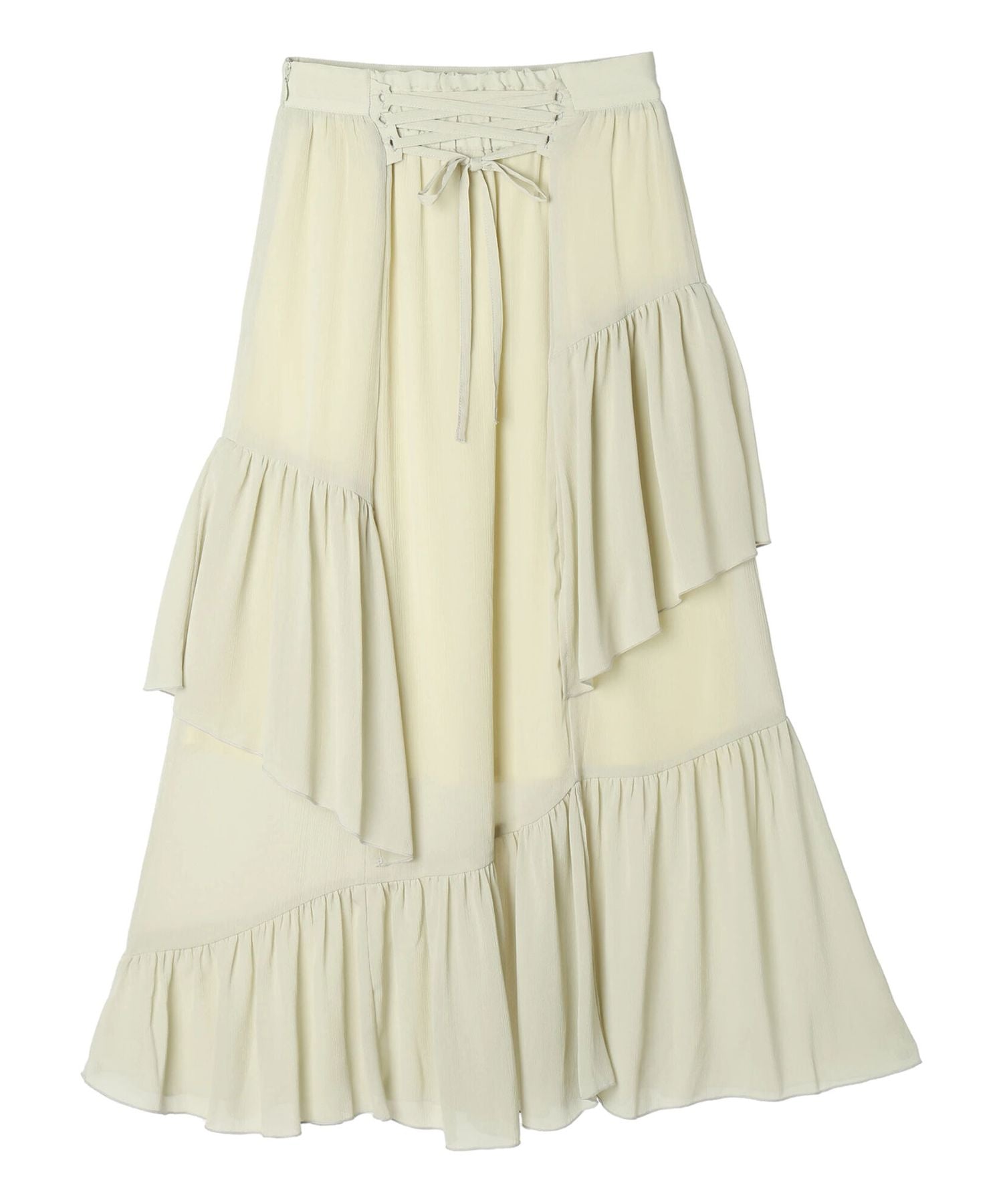 アースミュージックアンドエコロジー earth music&ecology シアー楊柳アシメティアードスカート （ライトグレー） ライトグレー