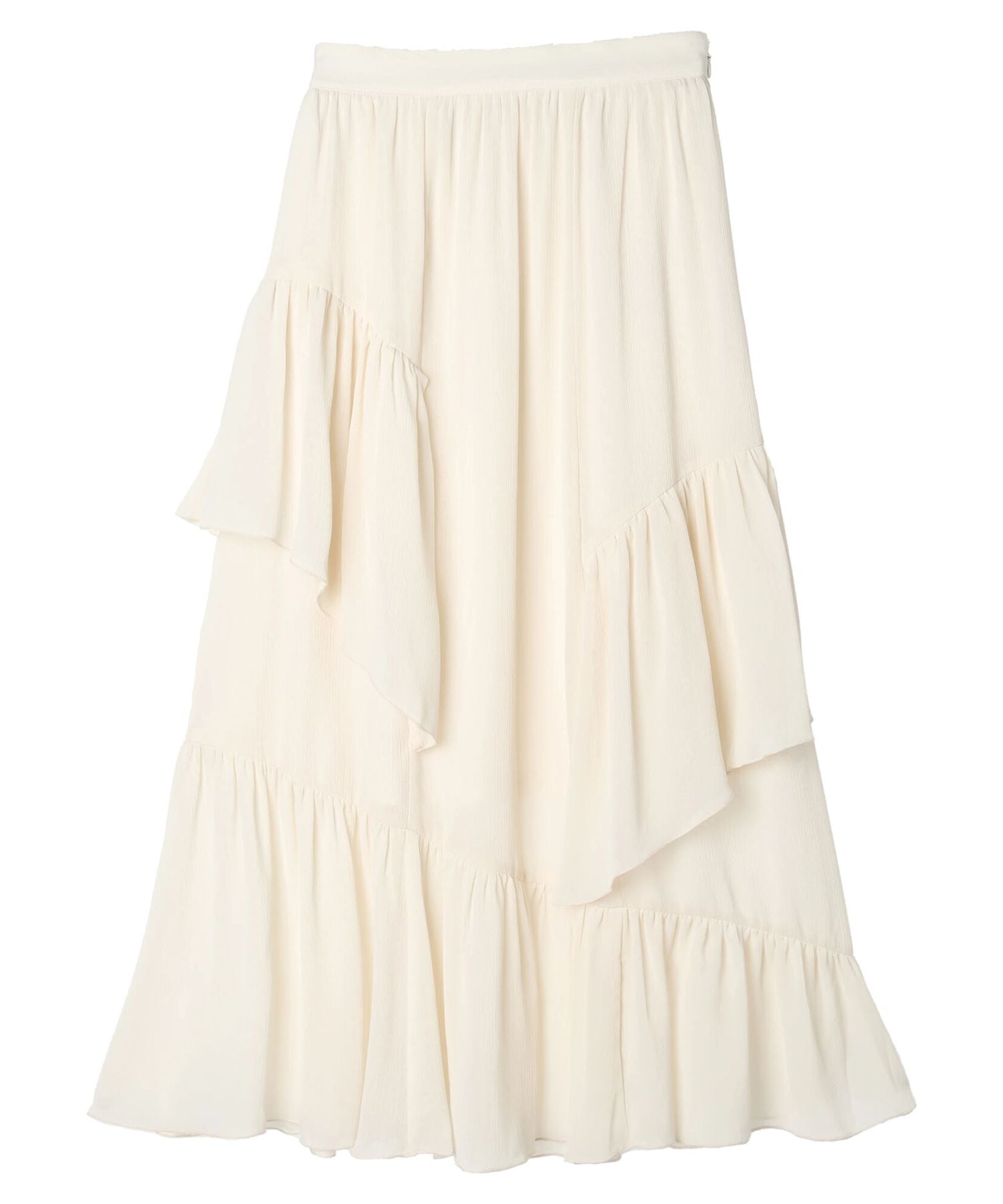 アースミュージックアンドエコロジー earth music&ecology シアー楊柳アシメティアードスカート （ライトグレー） ライトグレー