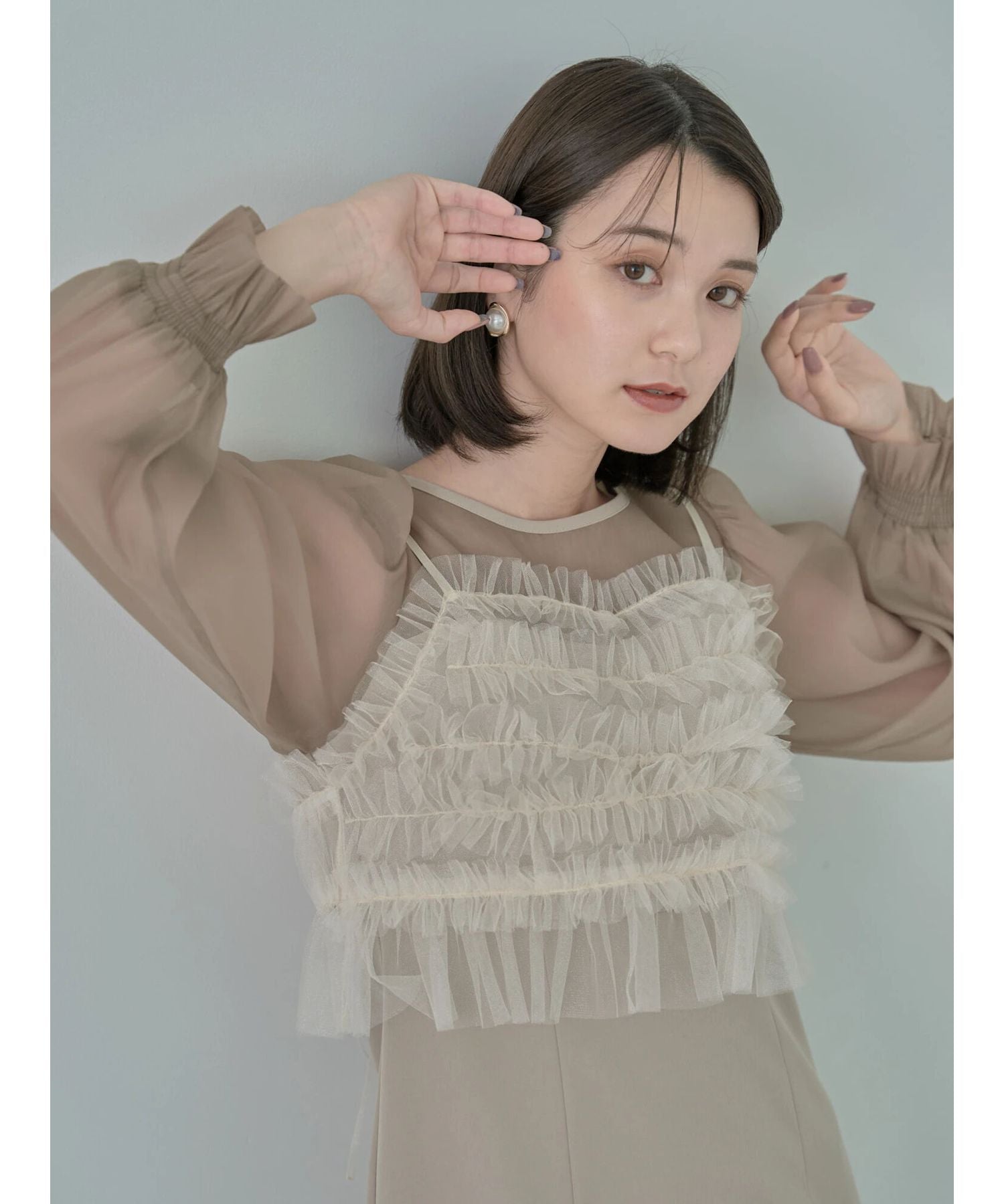 アースミュージックアンドエコロジー earth music&ecology SET2点チュールキャミ付きドッキングワンピース （ブラック） ブラック