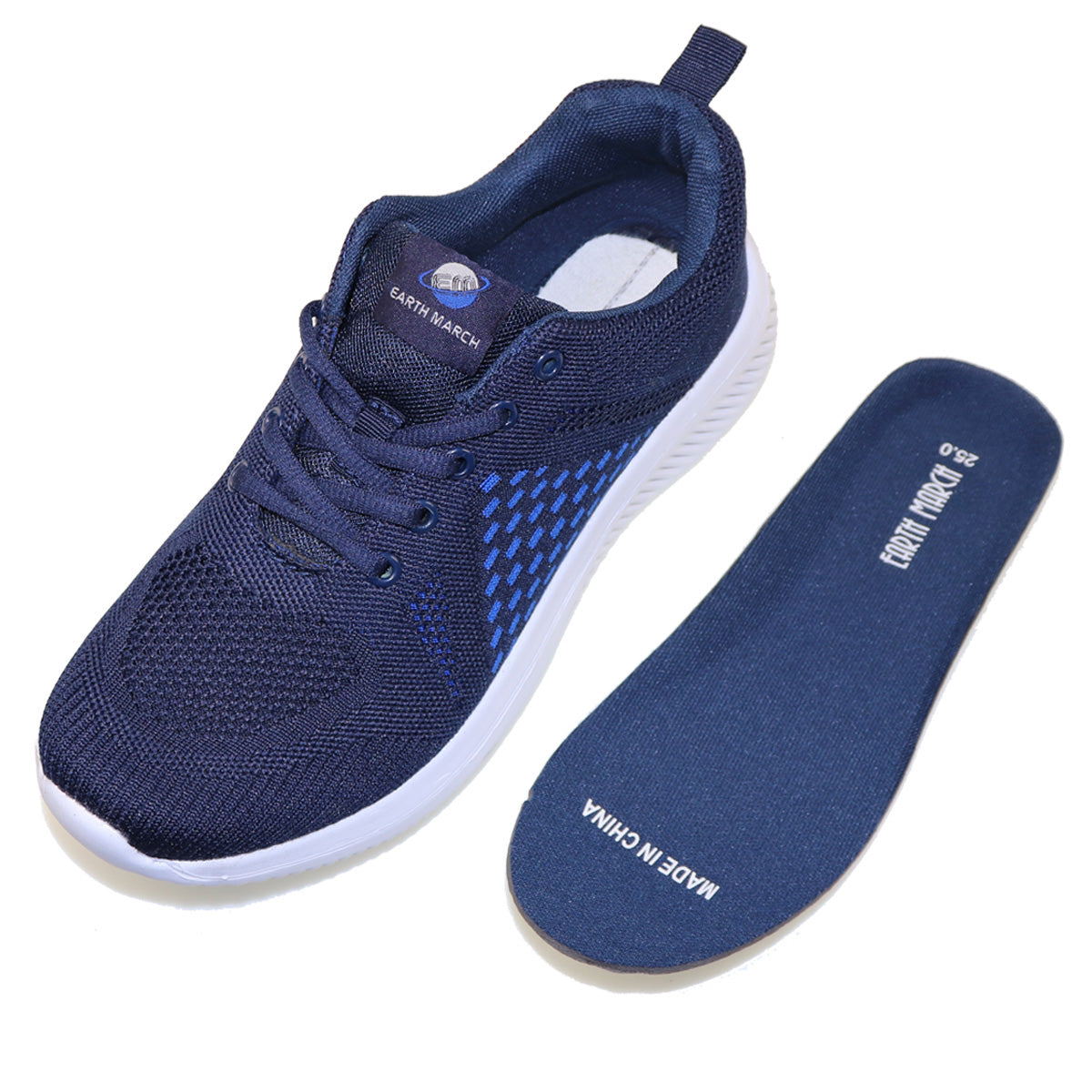 EARTH MARCH Unisex Flyknit Sneakers Sports Shoes Lace-up 20552 Black