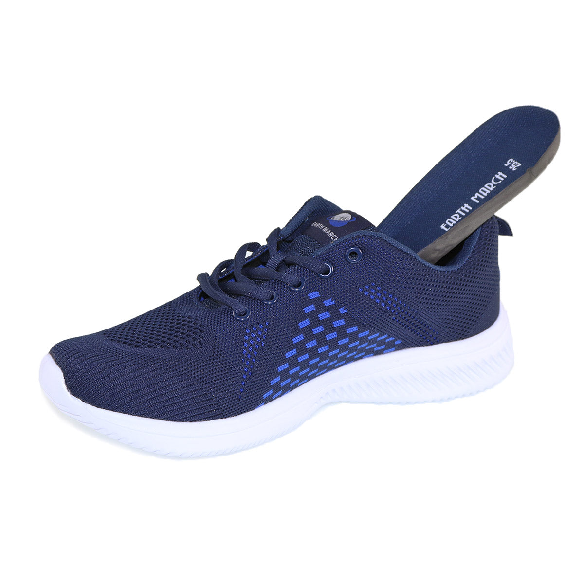 EARTH MARCH Unisex Flyknit Sneakers Sports Shoes Lace-up 20552 Black