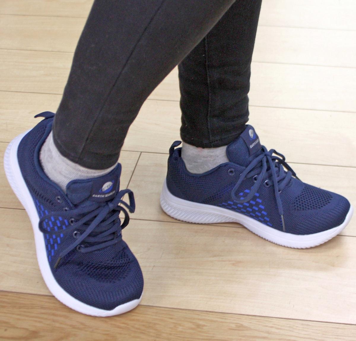 EARTH MARCH Unisex Flyknit Sneakers Sports Shoes Lace-up 20552 Black