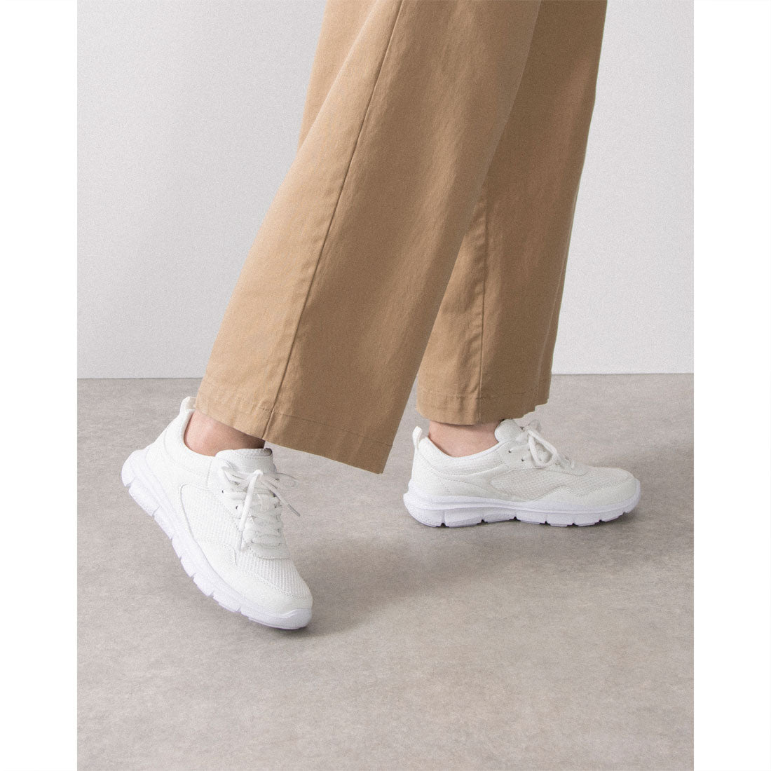 Earth March Unisex Sneakers Athletic Shoes Sports Shoes Lace-Up Mesh Material em_24249 White