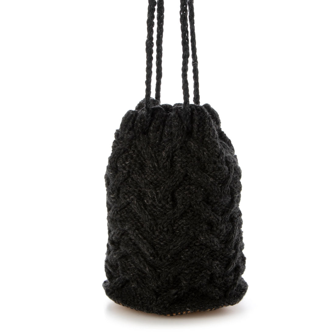 アースメイド EARTH MADE E6521 WOOL KNIT KINCHAKU BAG,ブラック