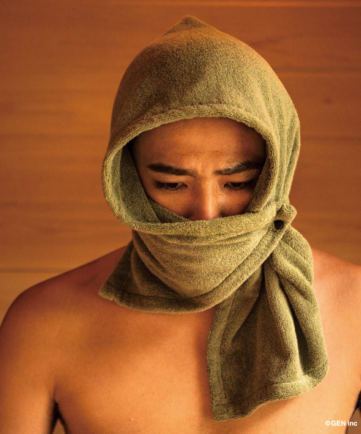 ゲンショウテン GEN SHO-TEN 【WEB限定】サウナハットタオル 5つのカバー 両面パイル,カーキ