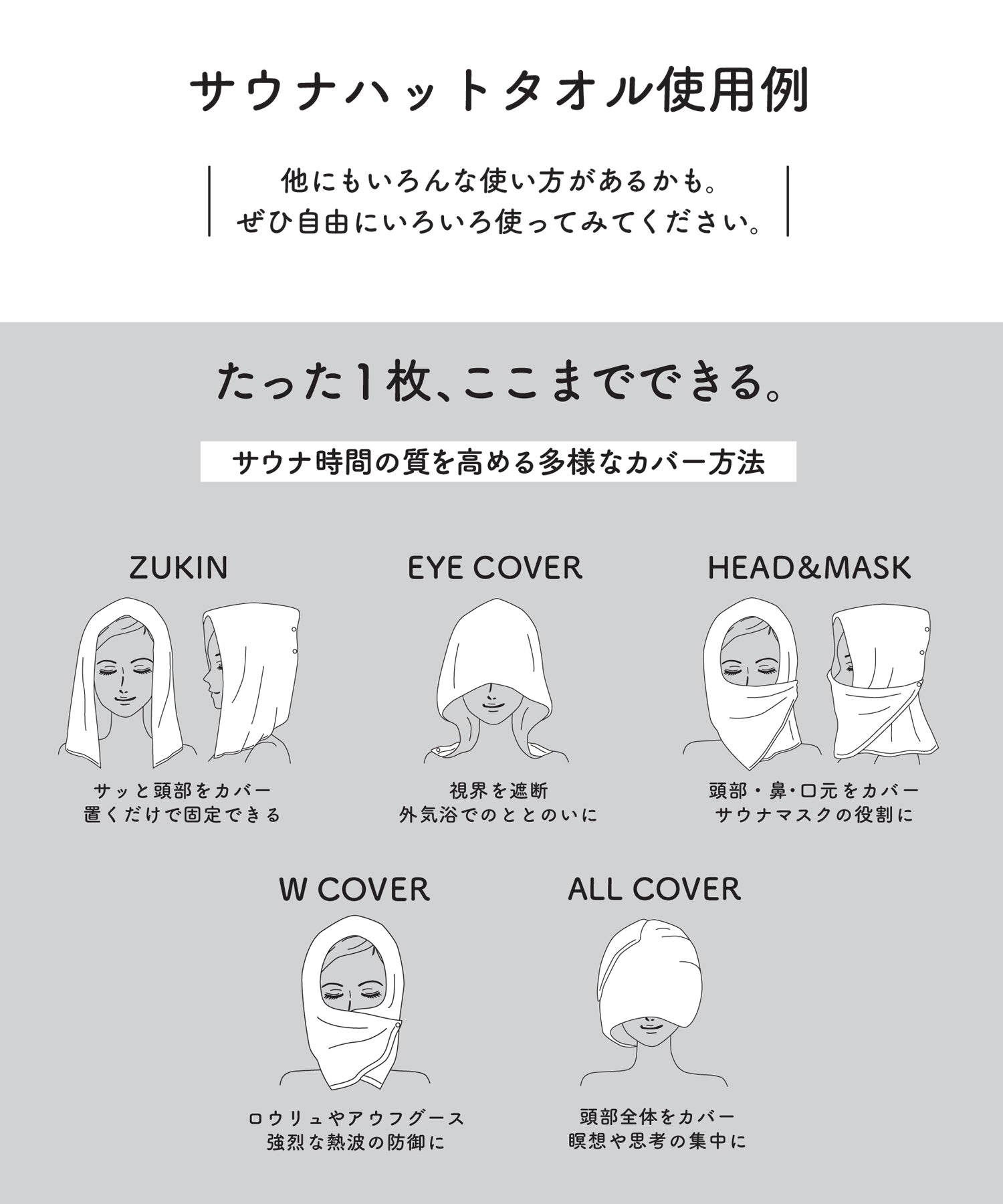 ゲンショウテン GEN SHO-TEN 【WEB限定】サウナハットタオル 5つのカバー 両面パイル