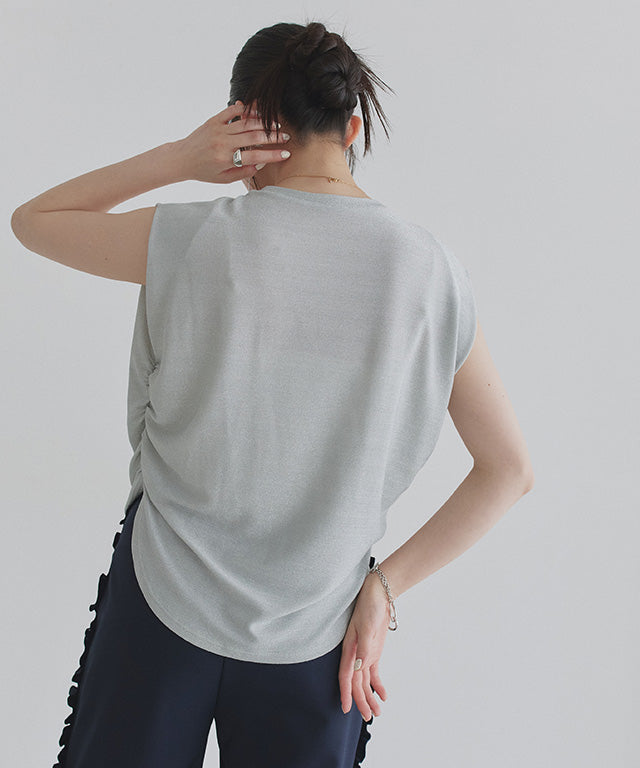 クラム ECLAM ショルダータックラメカットソー （シルバー） シルバー