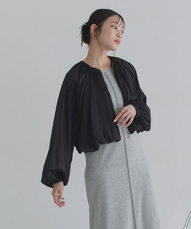 クラム ECLAM レース刺繍バルーンショートブルゾン （ブラック） ブラック