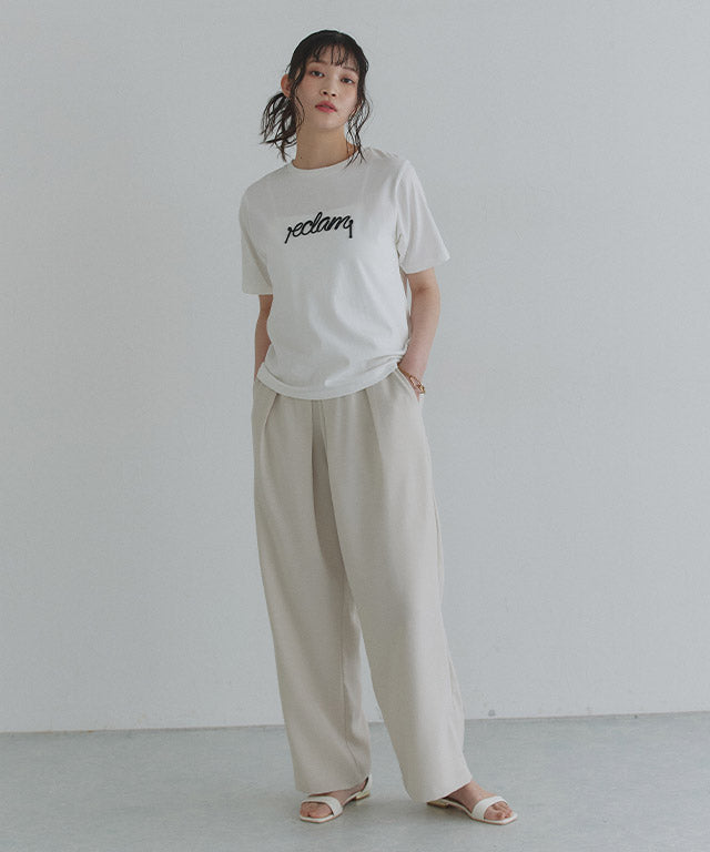 クラム ECLAM コード刺繍ロゴTシャツ （チャコール×オフホワイト） チャコール×オフホワイト