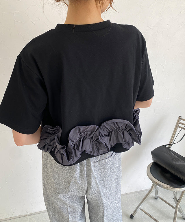 クラム ECLAM フリルドッキングトップス （ブラック×チャコール） ブラック×チャコール