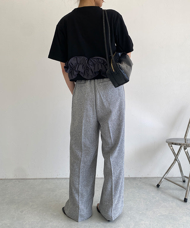 クラム ECLAM フリルドッキングトップス （ブラック×チャコール） ブラック×チャコール
