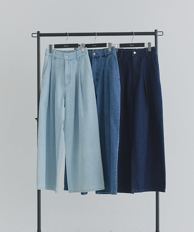クラム ECLAM タックデザインデニムパンツ （ブリーチ） ブリーチ