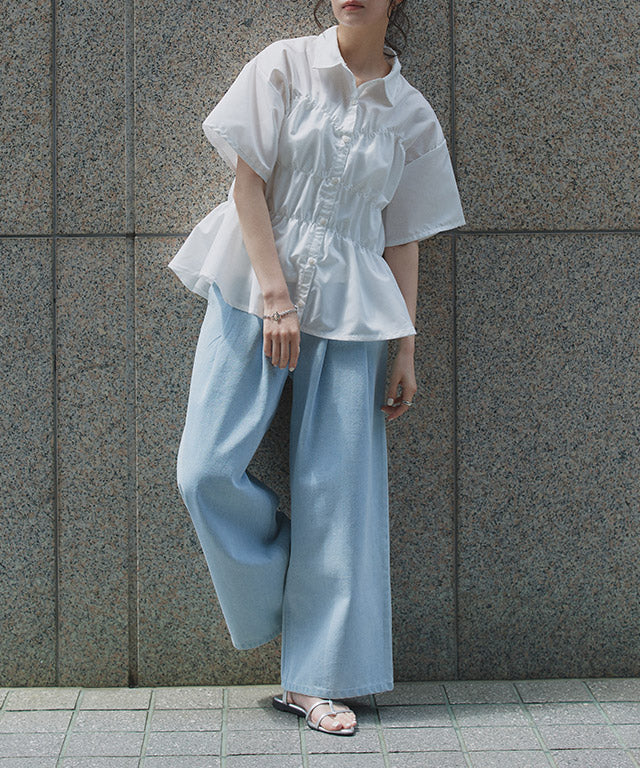クラム ECLAM タックデザインデニムパンツ （ブリーチ） ブリーチ