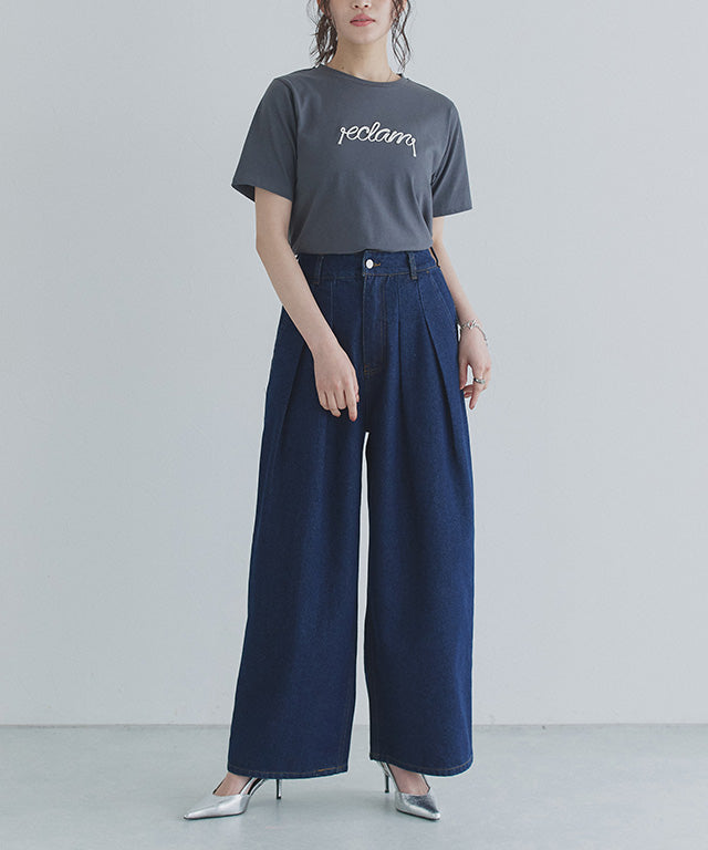 クラム ECLAM タックデザインデニムパンツ （ブリーチ） ブリーチ