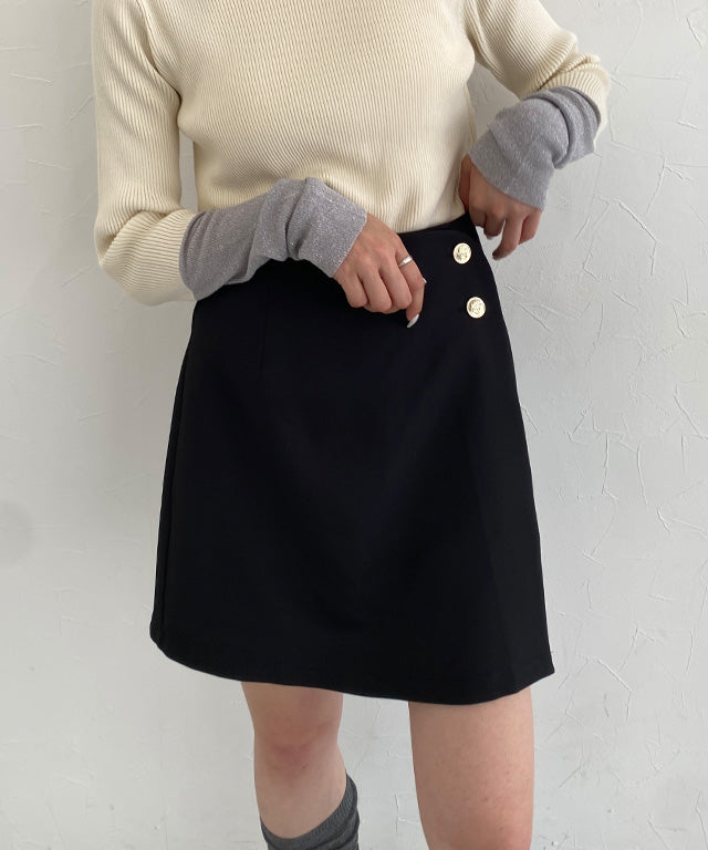 クラム ECLAM 【パンツ付き】ゴールドボタンラップスコート （ブラック） ブラック