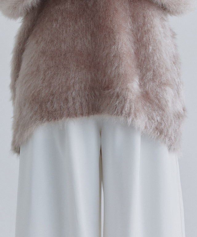 クラム ECLAM シャギーVネックニット （アイボリー） アイボリー