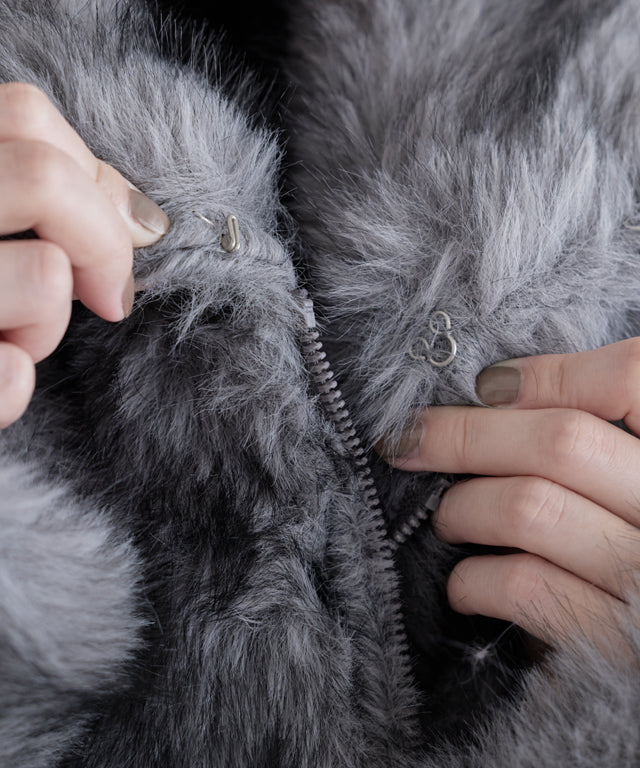 クラム ECLAM フェイクファージップアップブルゾン （グレー） グレー