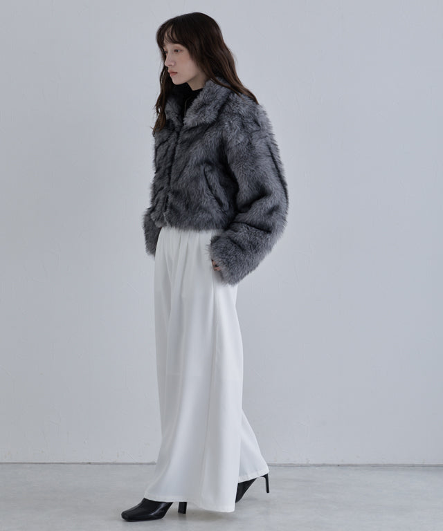 クラム ECLAM フェイクファージップアップブルゾン （グレー） グレー