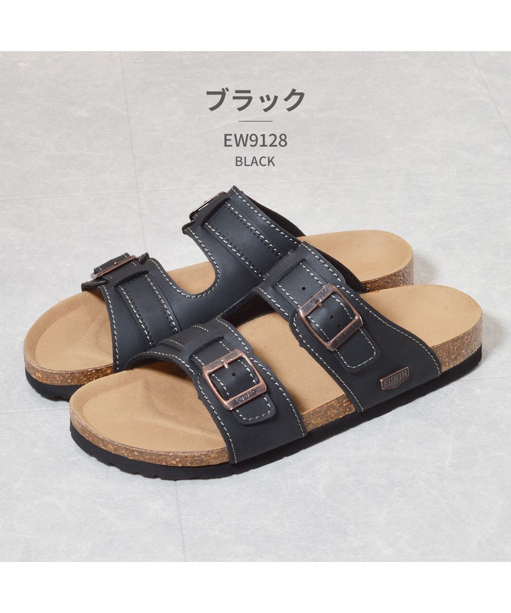 エドウィン EDWIN EDWIN エドウィン メンズサンダル EW9128 DM9128  （ブラック） ブラック