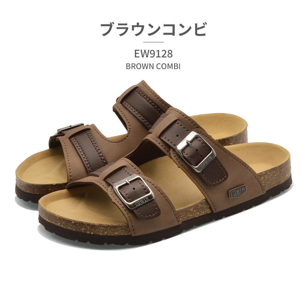 エドウィン EDWIN サンダル メンズ EW9128 EDWIN コンフォート つっかけ ベルト 天然コルク （ブラウン） ブラウン