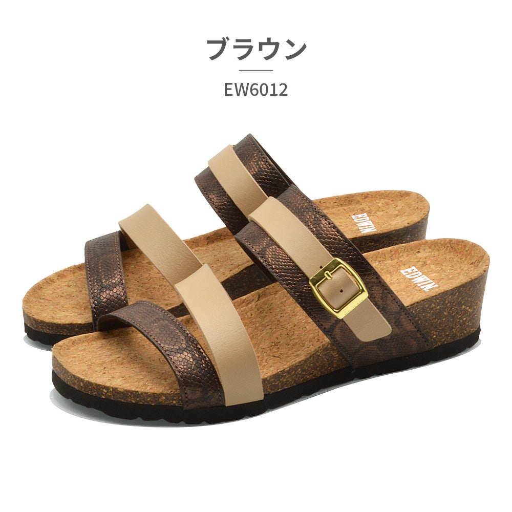 エドウィン EDWIN サンダル レディース EW6012 エドウィン ウェッジソール （ブラウン） ブラウン