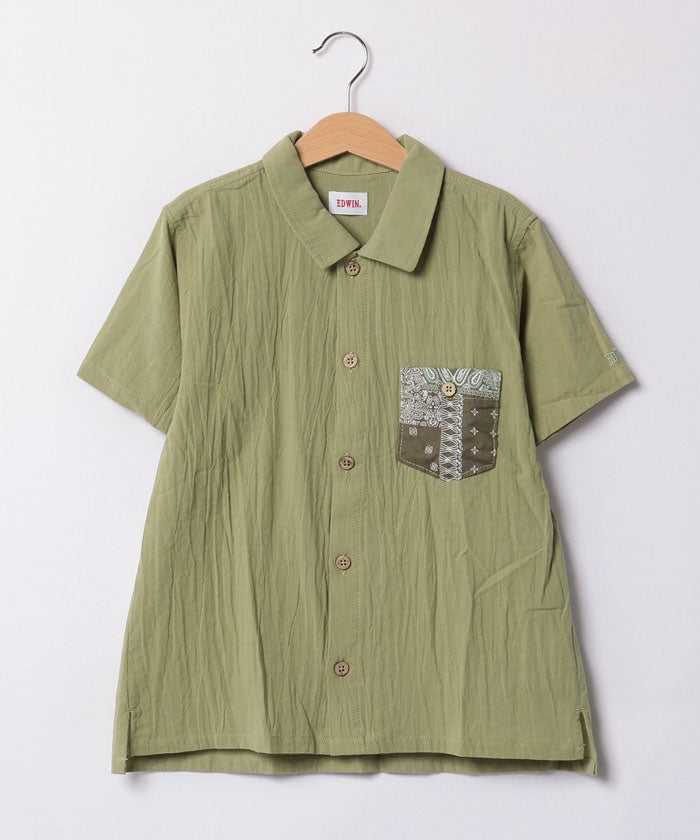 エドウィン EDWIN 22SS バンダナポケットシャツ 717611B グリーン,グリーン