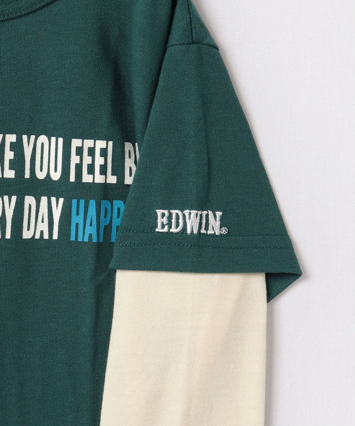 エドウィン EDWIN 22AW フェイクレイヤードTEE  718606B グリーン