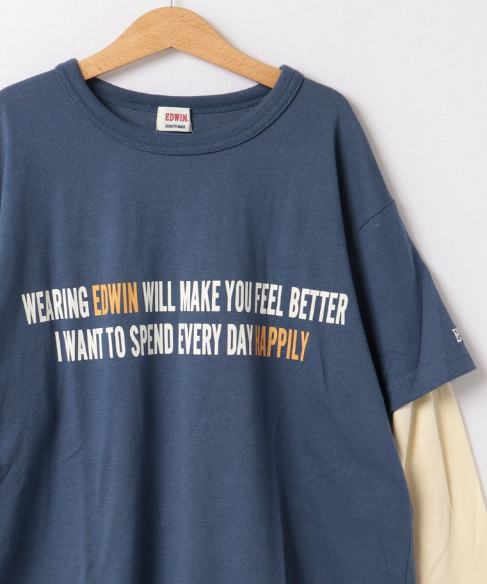 エドウィン EDWIN 22AW フェイクレイヤードTEE  718606B ブルー