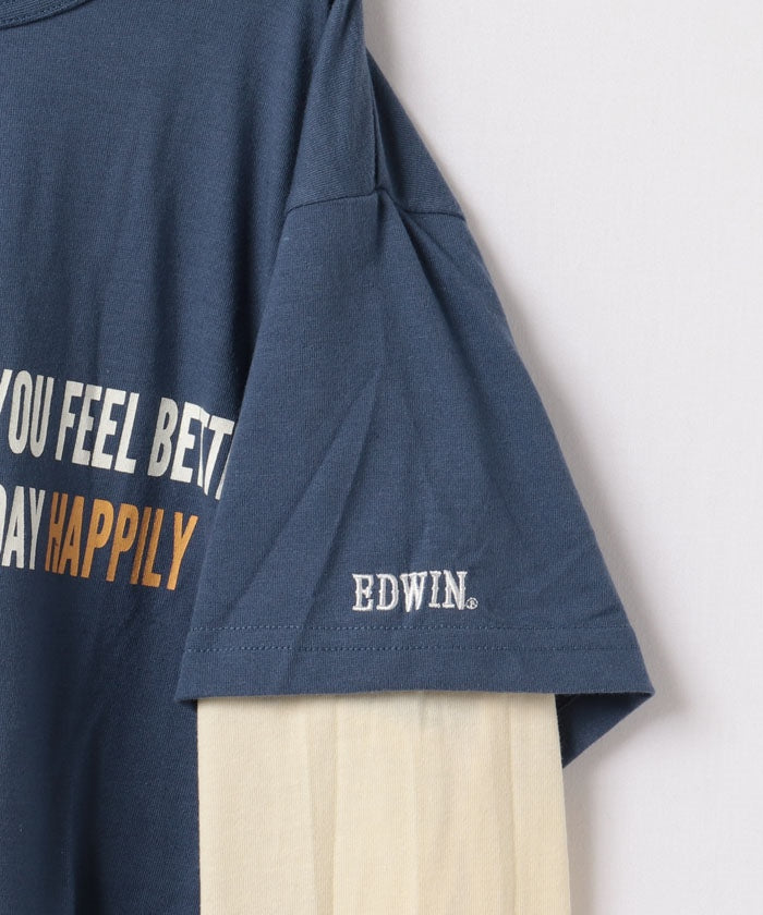 エドウィン EDWIN 22AW フェイクレイヤードTEE  718606B ブルー