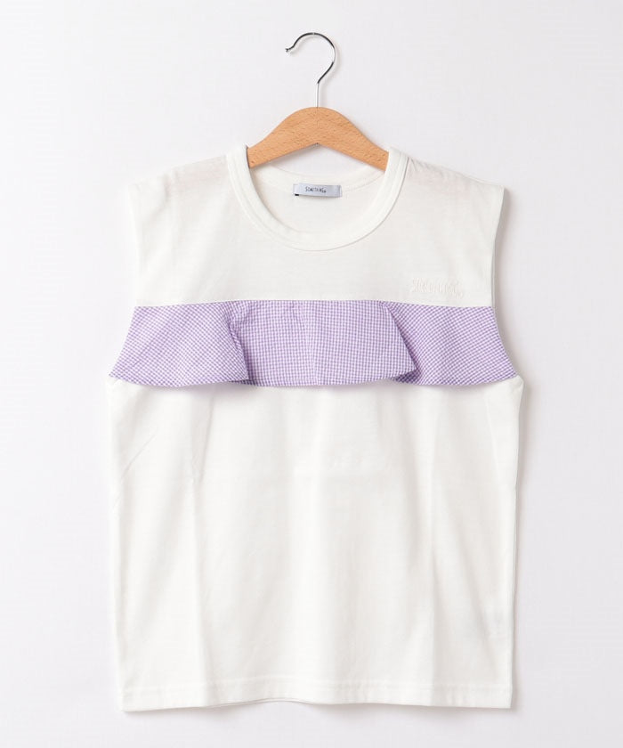 エドウィン EDWIN 21SS フロントフリルノースリーブ TEE 788406B ラベンダー,ホワイト