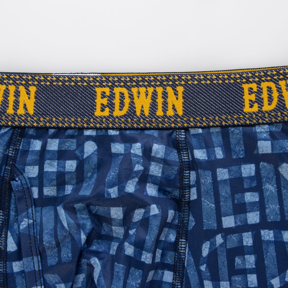 エドウィン EDWIN ポリエステルベア天竺 前開きプリントボクサーブリーフ 【返品不可商品】 （テープロゴ） テープロゴ