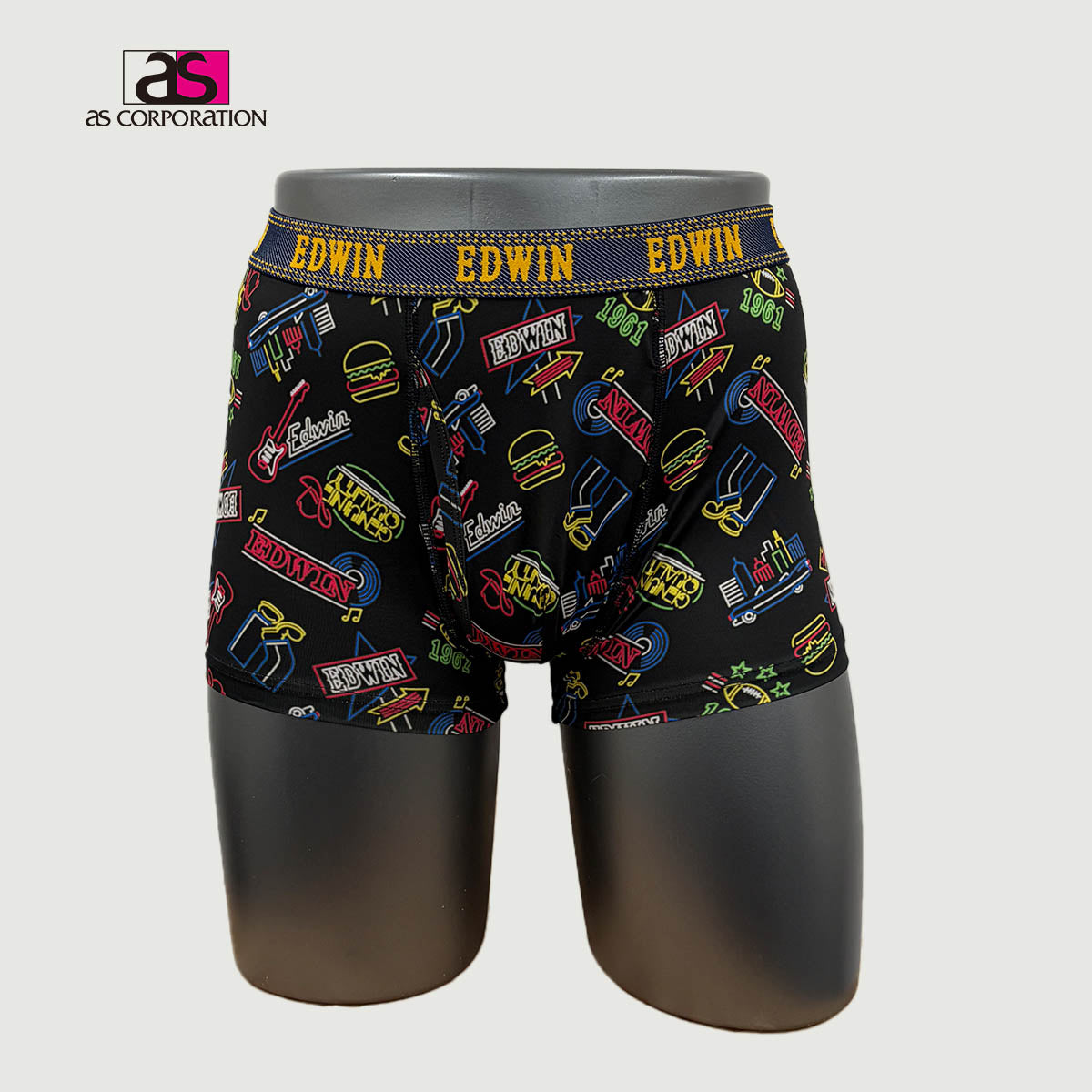 エドウィン EDWIN ポリエステルベア天竺 前開きプリントボクサーブリーフ 【返品不可商品】 （ネオン） ネオン