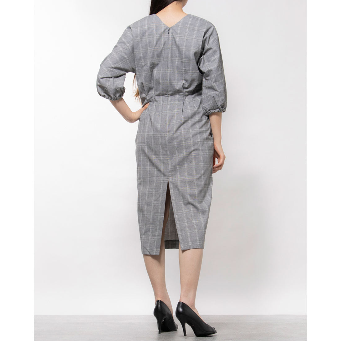 エディスト クローゼット EDIST. CLOSET グレンチェックワンピース グレー