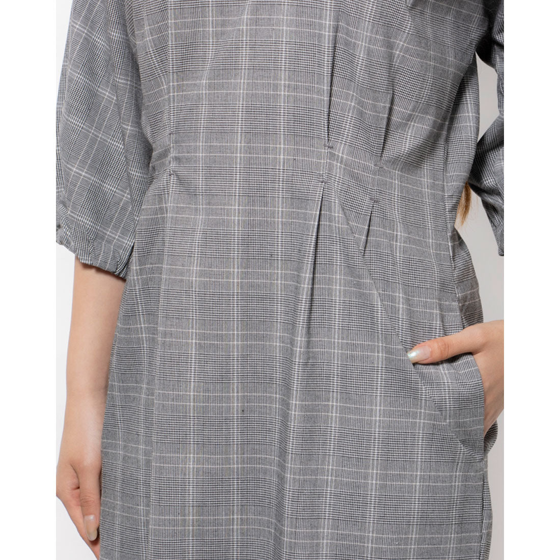 エディスト クローゼット EDIST. CLOSET グレンチェックワンピース グレー