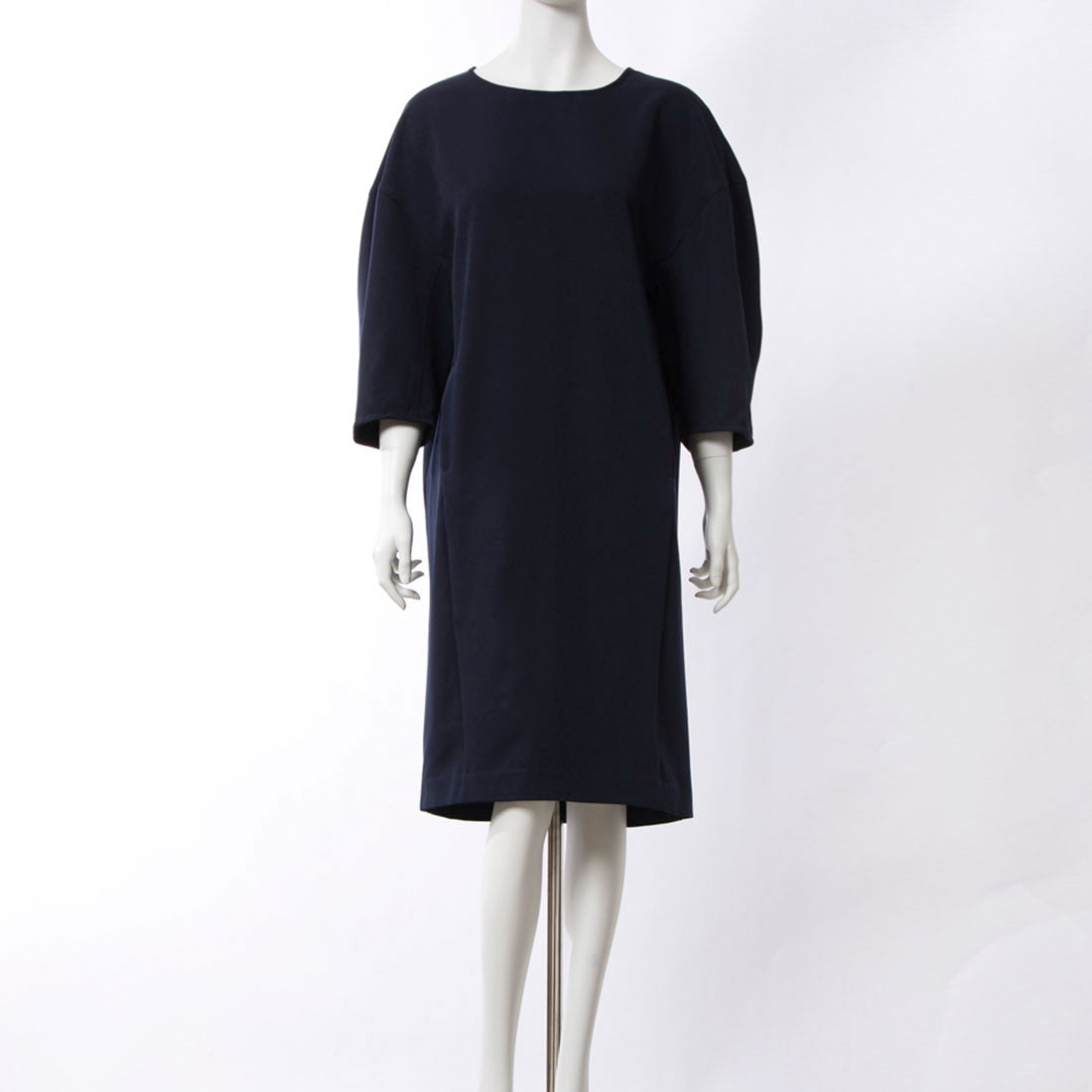 エディスト クローゼット EDIST. CLOSET ドロップショルダーリラックスシルエットワンピース,ネイビー