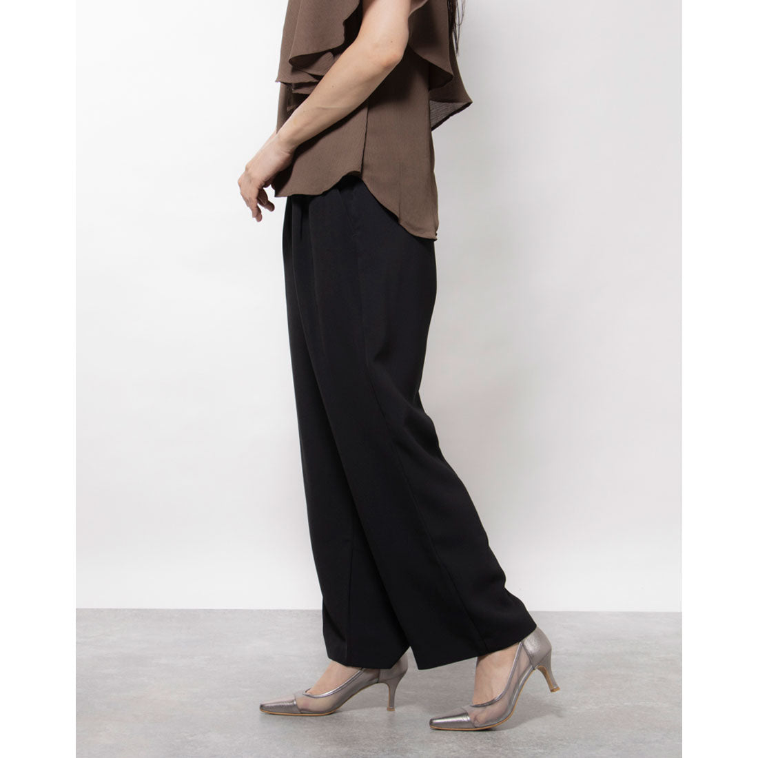 エディスト クローゼット EDIST. CLOSET センタープレスブラックストレートパンツ