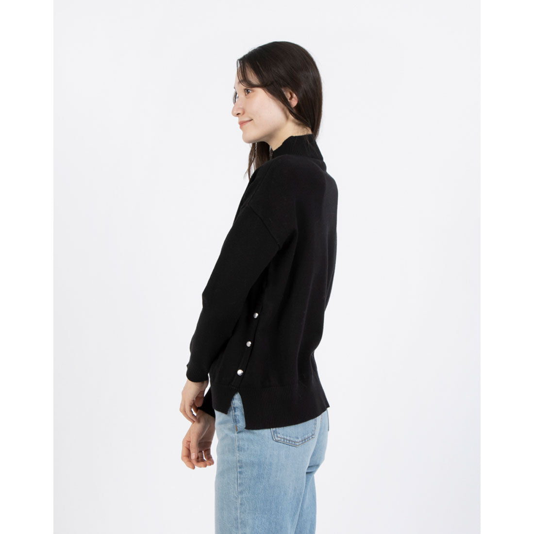 EGLANTINE Snap Pullover High Neck Knit