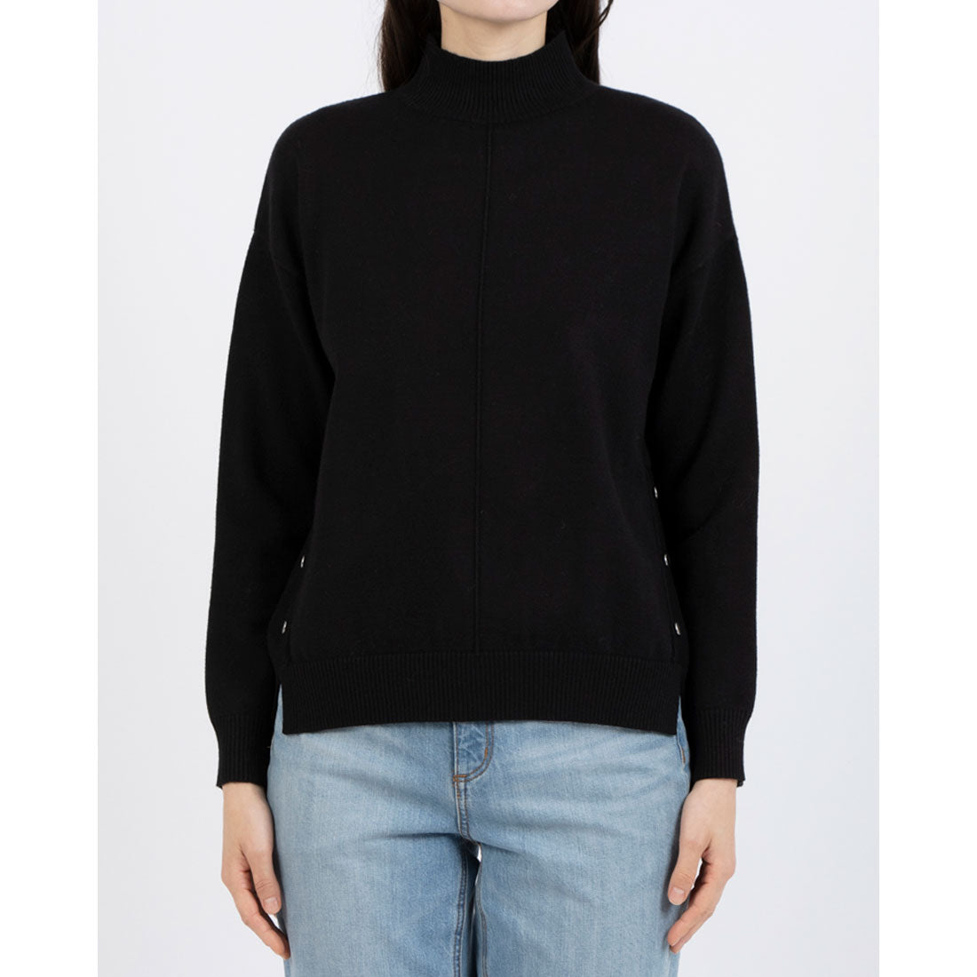 EGLANTINE Snap Pullover High Neck Knit