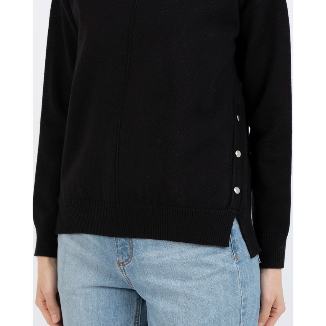 EGLANTINE Snap Pullover High Neck Knit