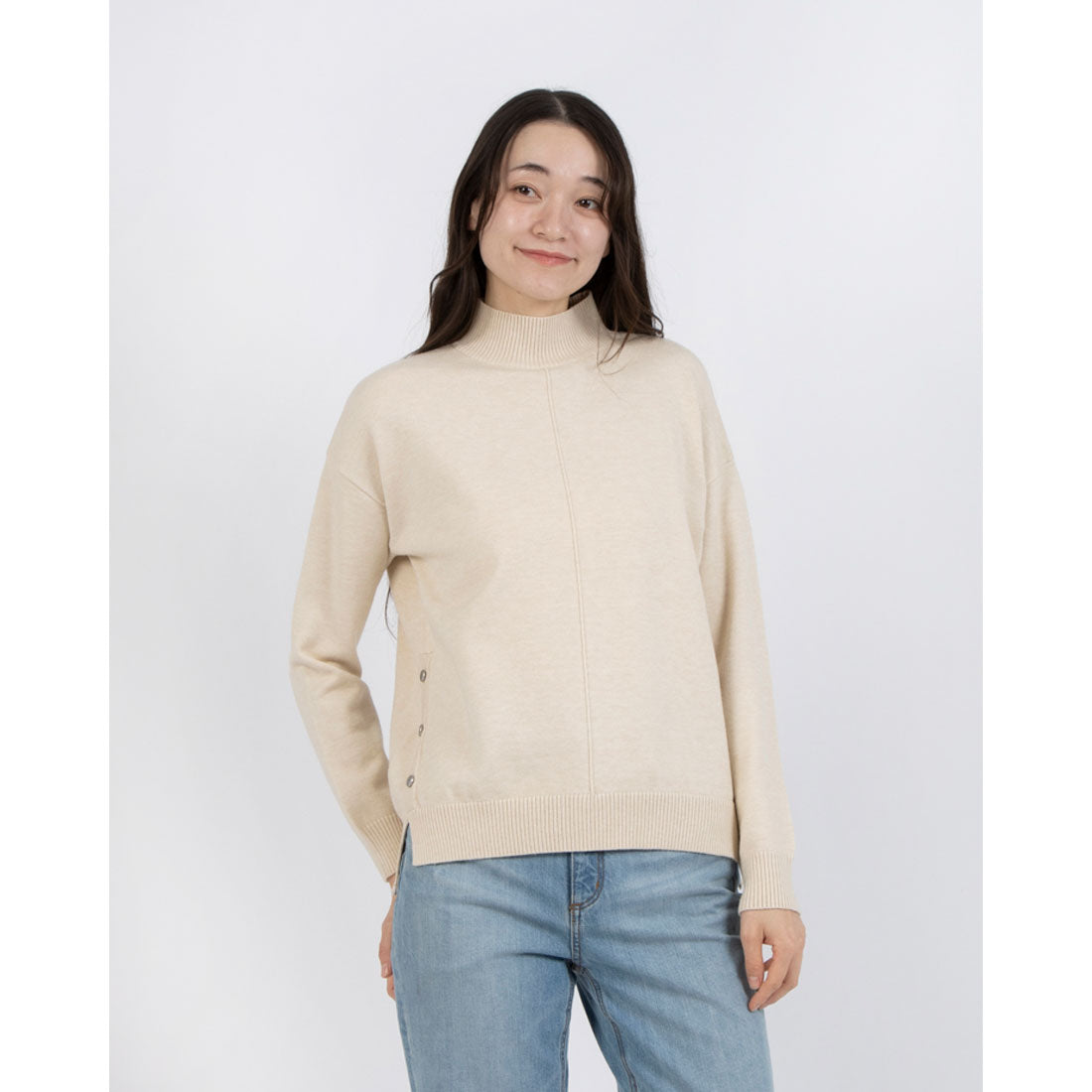 EGLANTINE Snap Pullover High Neck Knit