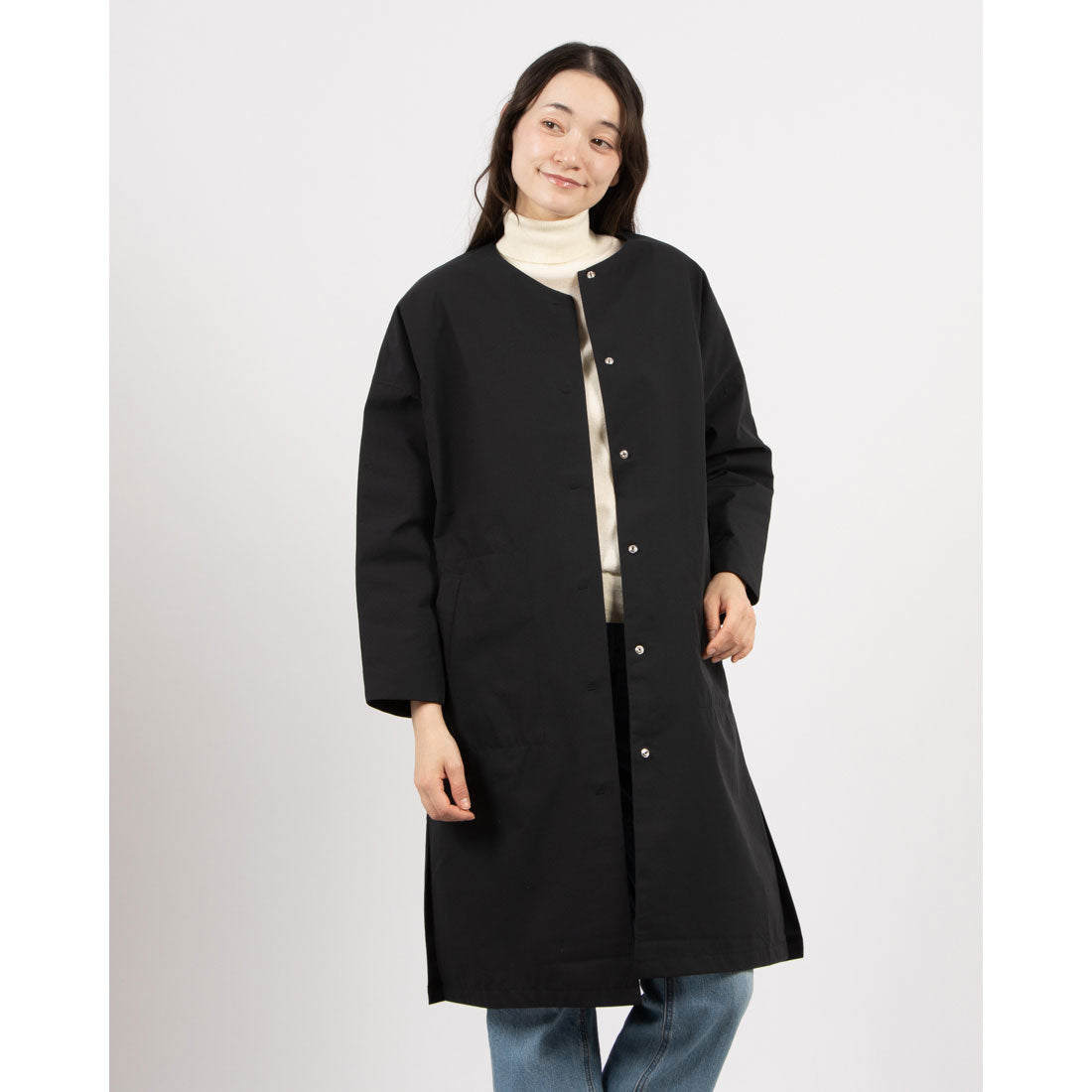 エグランティーヌ EGLANTINE ノーカラー中綿コート （ネイビー） ネイビー