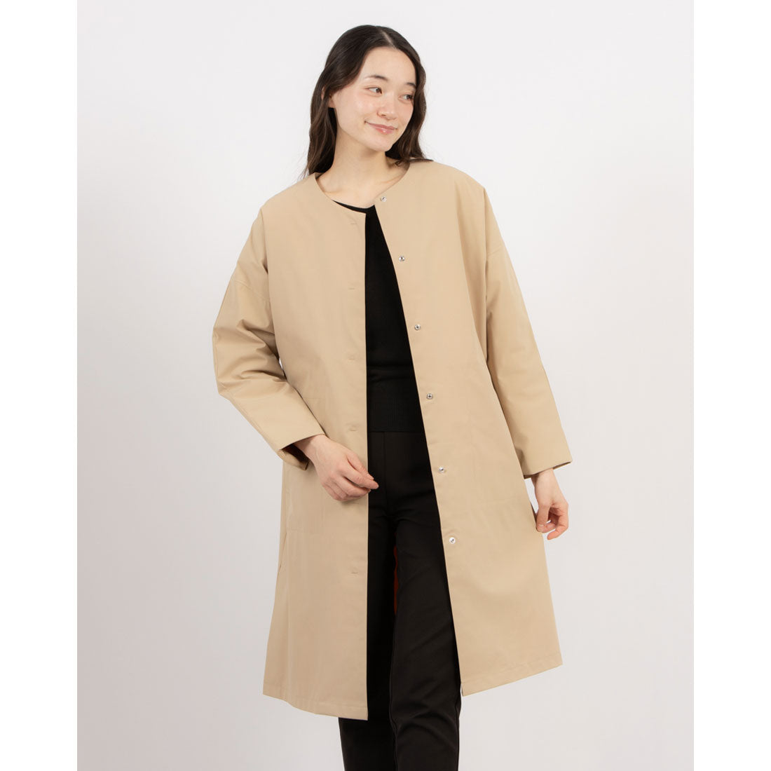 エグランティーヌ EGLANTINE ノーカラー中綿コート （キャメル） キャメル