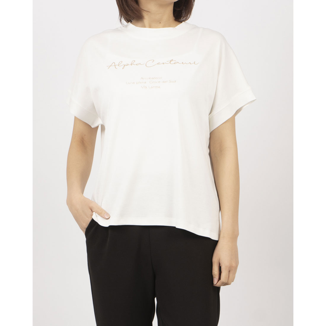 エグランティーヌ EGLANTINE ローズペトール ロゴ刺繍半袖Tシャツ （オフホワイト） オフホワイト