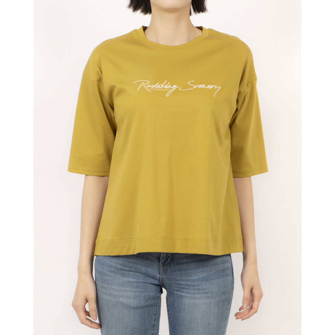 エグランティーヌ EGLANTINE バイオスムース ロゴ刺繍5分袖Tシャツ （ネイビー） ネイビー