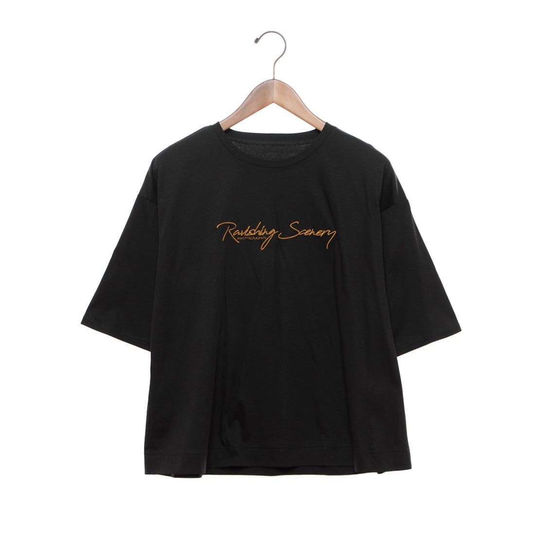 エグランティーヌ EGLANTINE バイオスムース ロゴ刺繍5分袖Tシャツ （ブラック） ブラック