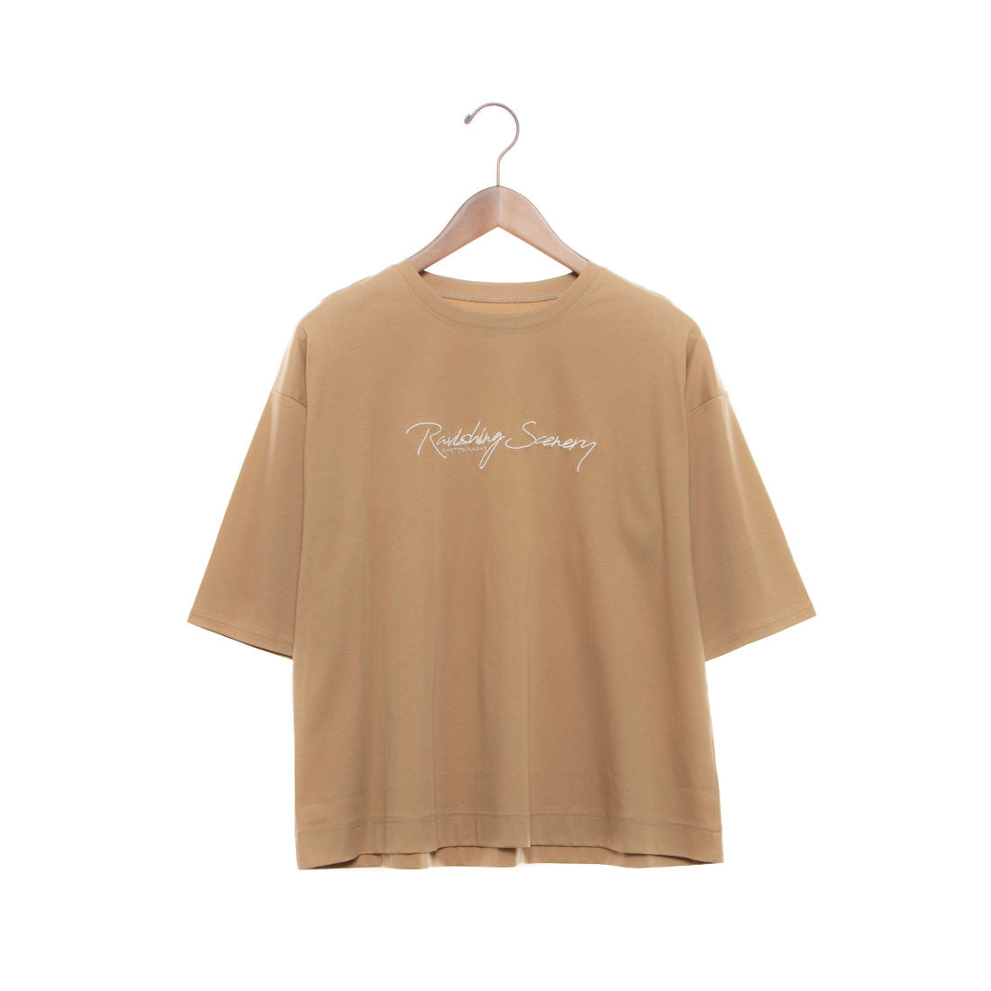エグランティーヌ EGLANTINE バイオスムース ロゴ刺繍5分袖Tシャツ （キャメル） キャメル