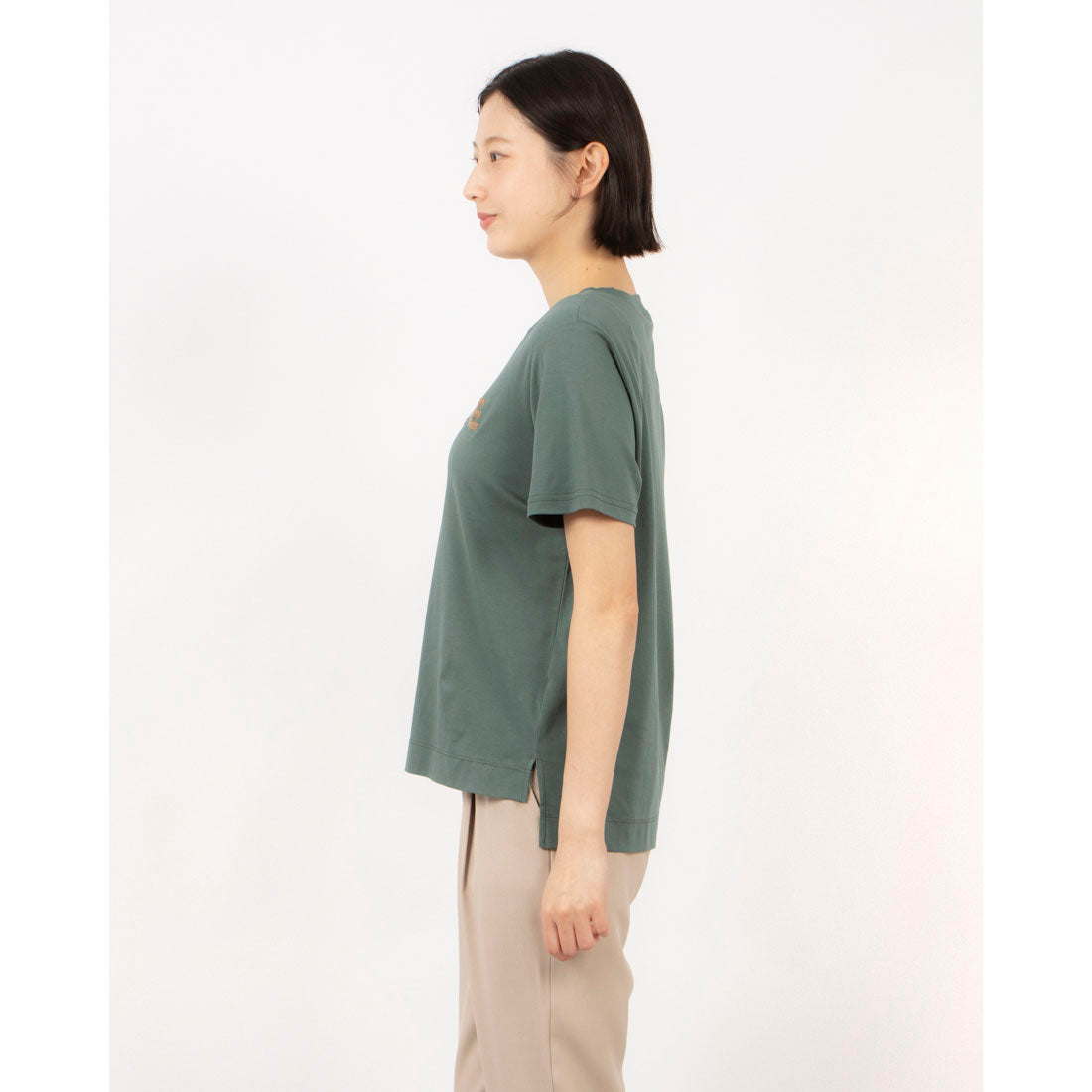 エグランティーヌ EGLANTINE ローズペトール加工 CHEREパイルロゴ半袖Tシャツ （キャメル） キャメル