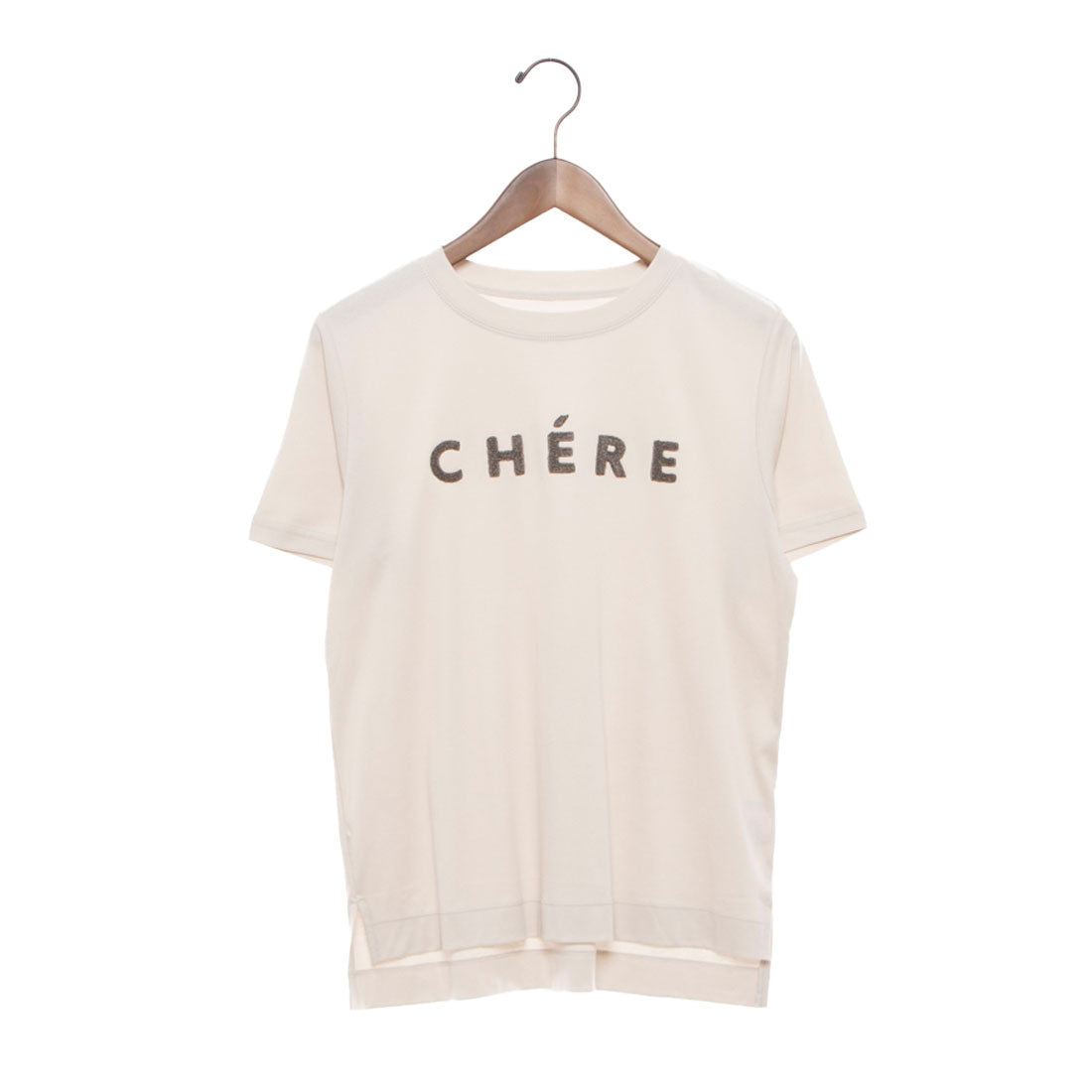 エグランティーヌ EGLANTINE ローズペトール加工 CHEREパイルロゴ半袖Tシャツ （ベージュ） ベージュ