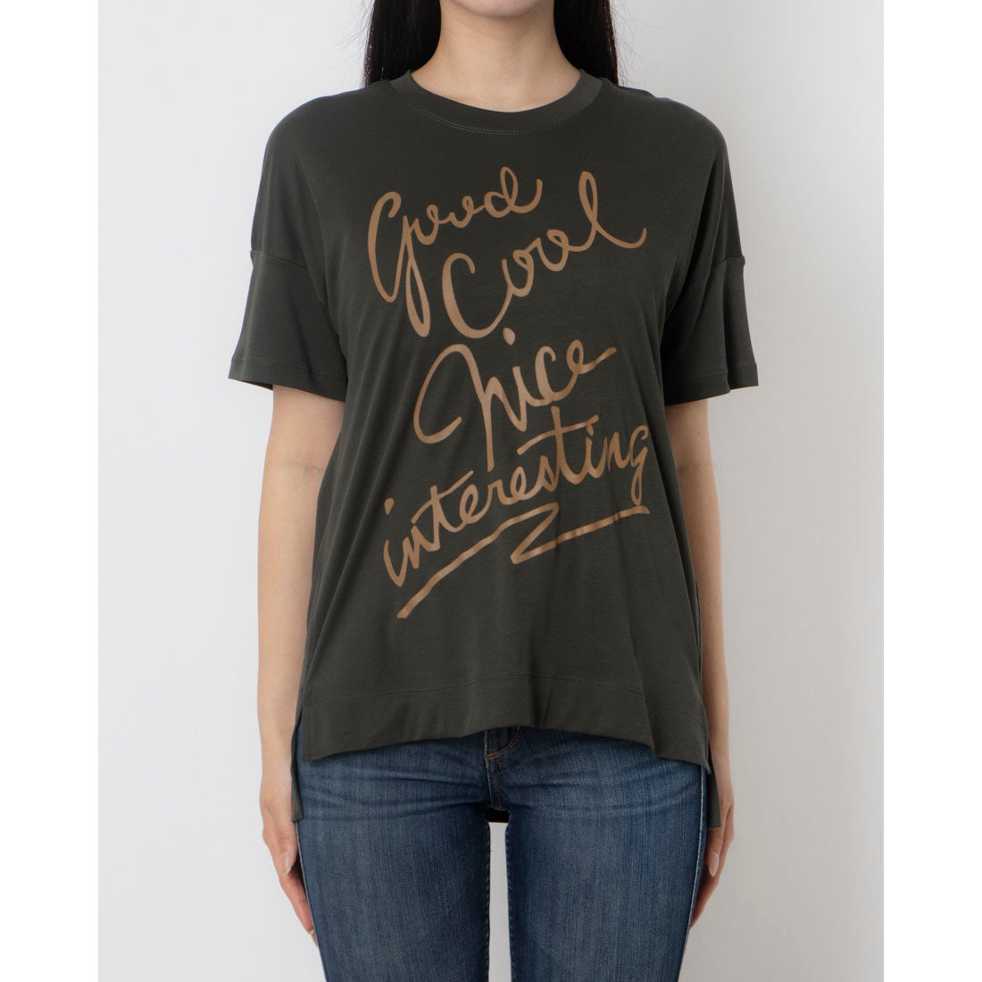 エグランティーヌ EGLANTINE でかロゴプリント半袖Tシャツ【日本製】 （ダークグリーン） ダークグリーン